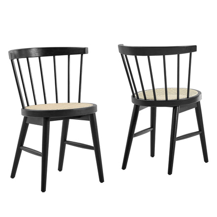 Lykke Curved Spindle Back Dining Chairs Set of 2 in Black