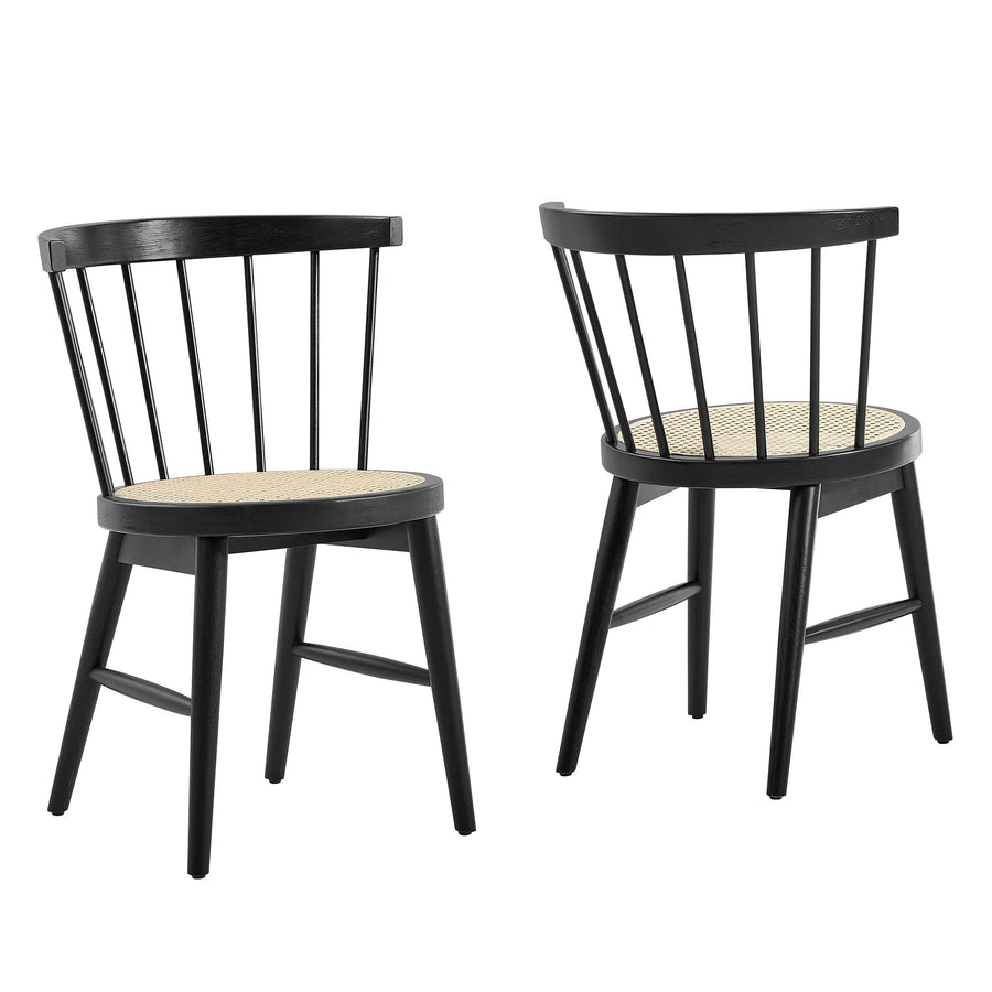 Peratallada Curved Spindle Back Dining Chairs Set of 2 in Black
