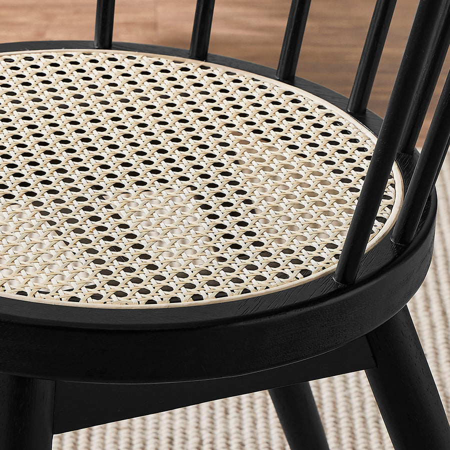 Peratallada Curved Spindle Back Dining Chairs Set of 2 in Black