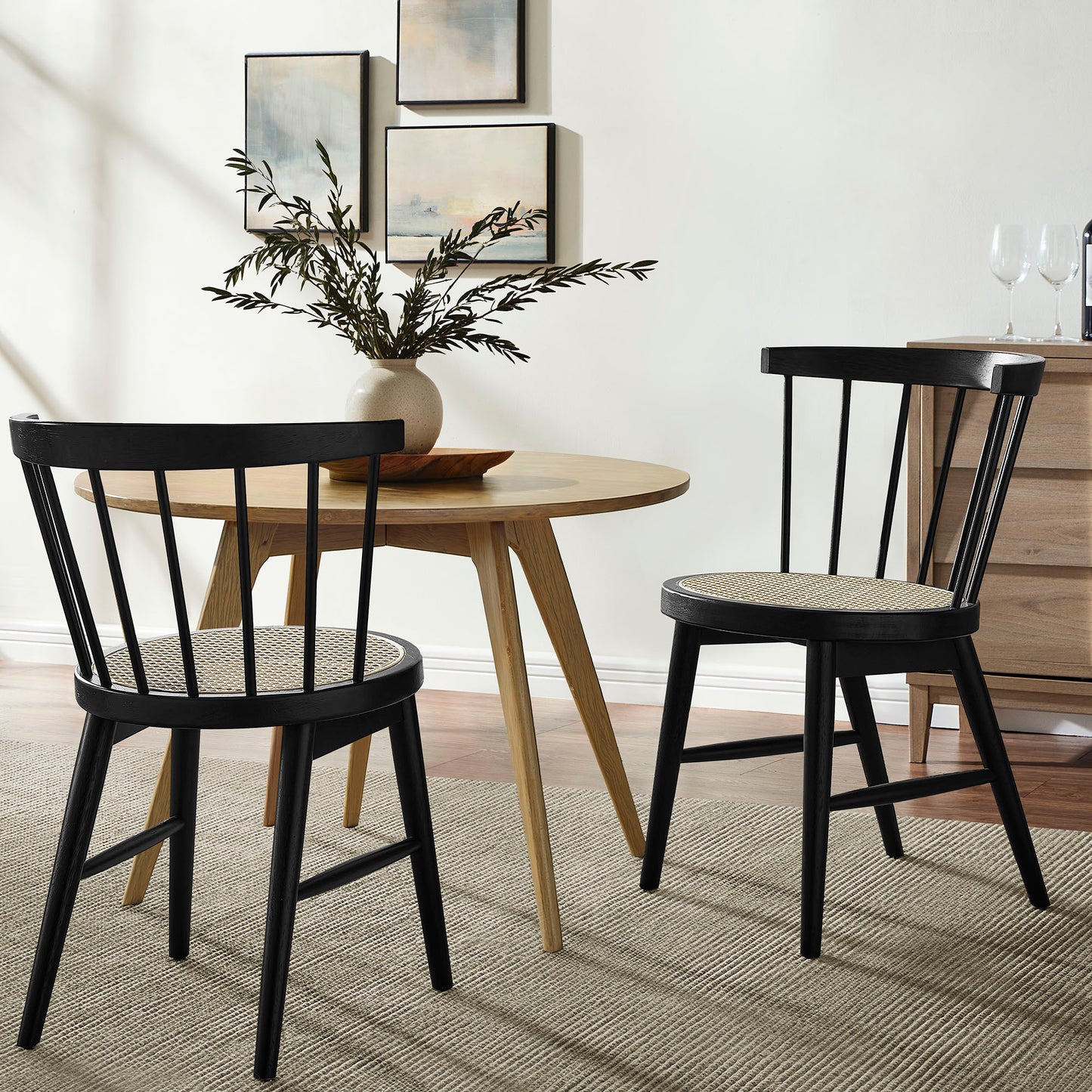 Lykke Curved Spindle Back Dining Chairs Set of 2 by Furniture For America