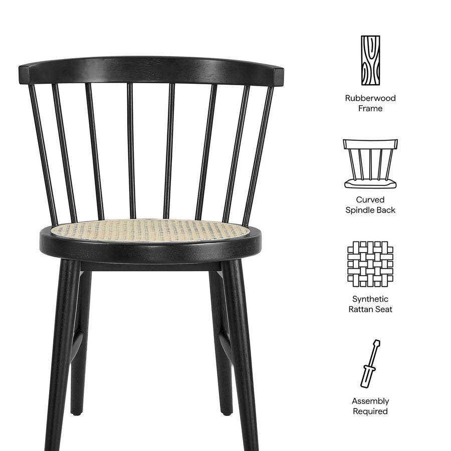 Peratallada Curved Spindle Back Dining Chairs Set of 2 in Black