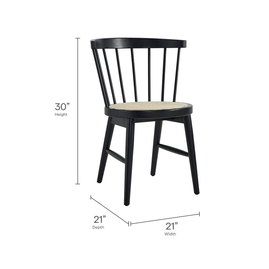 Peratallada Curved Spindle Back Dining Chairs Set of 2 in Black
