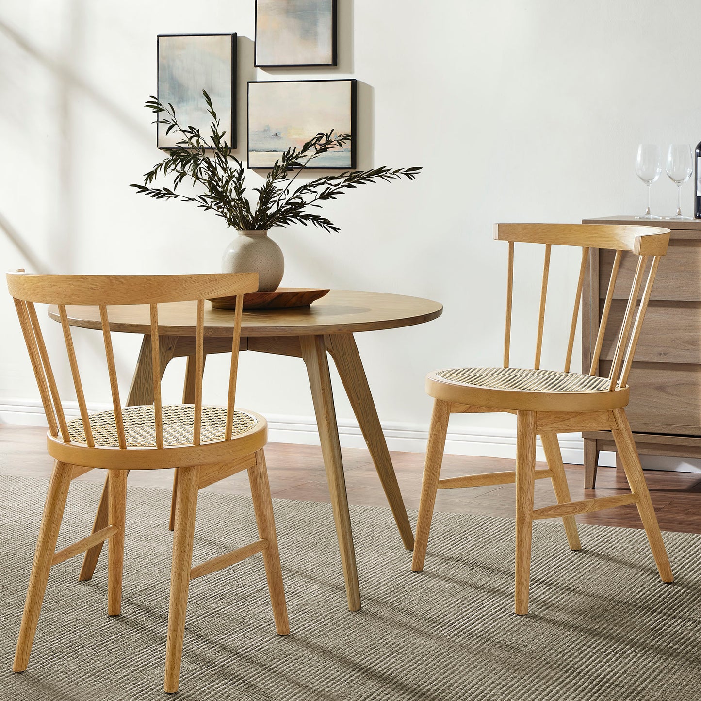 Lykke Curved Spindle Back Dining Chairs Set of 2 by Furniture For America