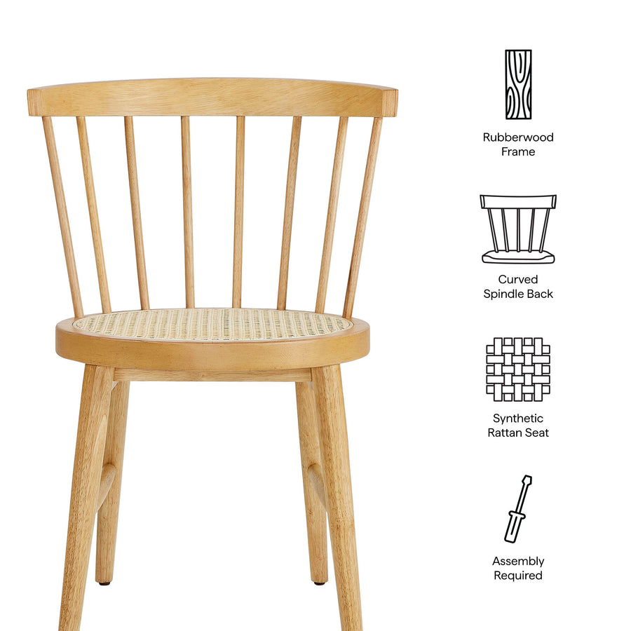 Peratallada Curved Spindle Back Dining Chairs Set of 2 in Natural