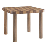Vesteralen 36 Inch Square Checkered Dining Table in Walnut and Dark Walnut