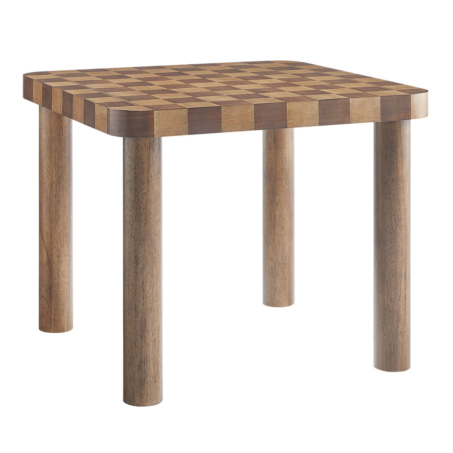 Vesteralen 36 Inch Square Checkered Dining Table in Walnut and Dark Walnut