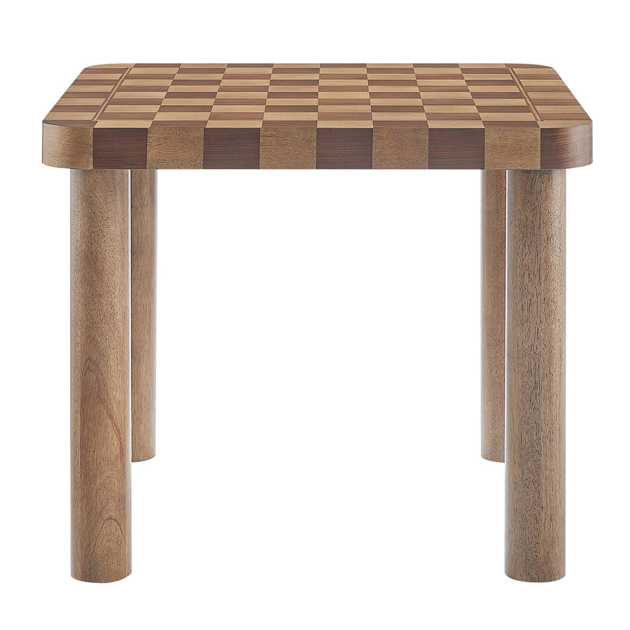 Vesteralen 36 Inch Square Checkered Dining Table in Walnut and Dark Walnut