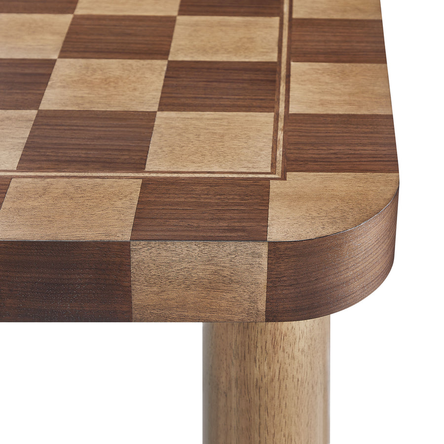 Vesteralen 36 Inch Square Checkered Dining Table in Walnut and Dark Walnut