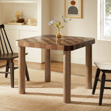 Vesteralen 36 Inch Square Checkered Dining Table in Walnut and Dark Walnut