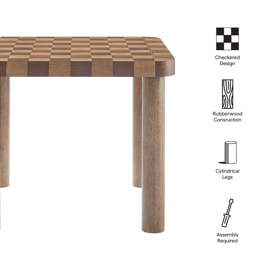 Vesteralen 36 Inch Square Checkered Dining Table in Walnut and Dark Walnut