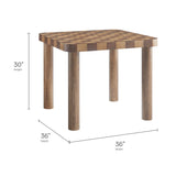 Vesteralen 36 Inch Square Checkered Dining Table in Walnut and Dark Walnut