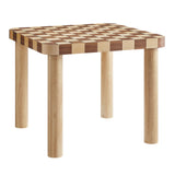 Vesteralen 36 Inch Square Checkered Dining Table in Oak and Walnut
