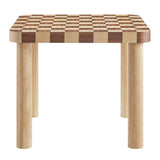 Vesteralen 36 Inch Square Checkered Dining Table in Oak and Walnut