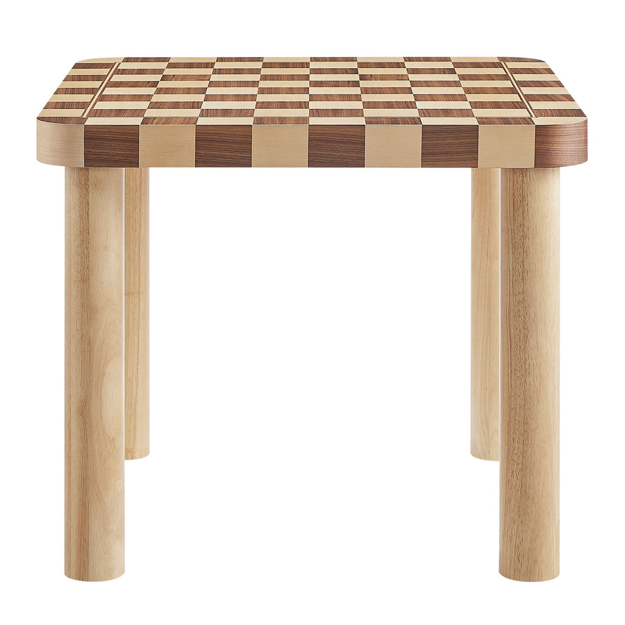 Vesteralen 36 Inch Square Checkered Dining Table in Oak and Walnut