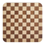 Vesteralen 36 Inch Square Checkered Dining Table in Oak and Walnut