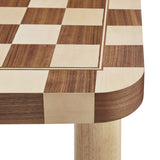 Vesteralen 36 Inch Square Checkered Dining Table in Oak and Walnut