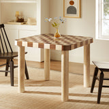 Vesteralen 36 Inch Square Checkered Dining Table in Oak and Walnut