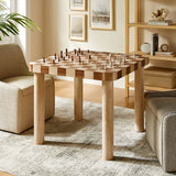 Vesteralen 36 Inch Square Checkered Dining Table in Oak and Walnut