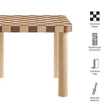 Vesteralen 36 Inch Square Checkered Dining Table in Oak and Walnut