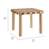 Vesteralen 36 Inch Square Checkered Dining Table in Oak and Walnut