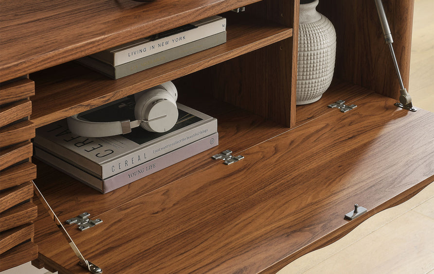 Sol Wave 71" Wall-Mounted TV Cabinet in Walnut