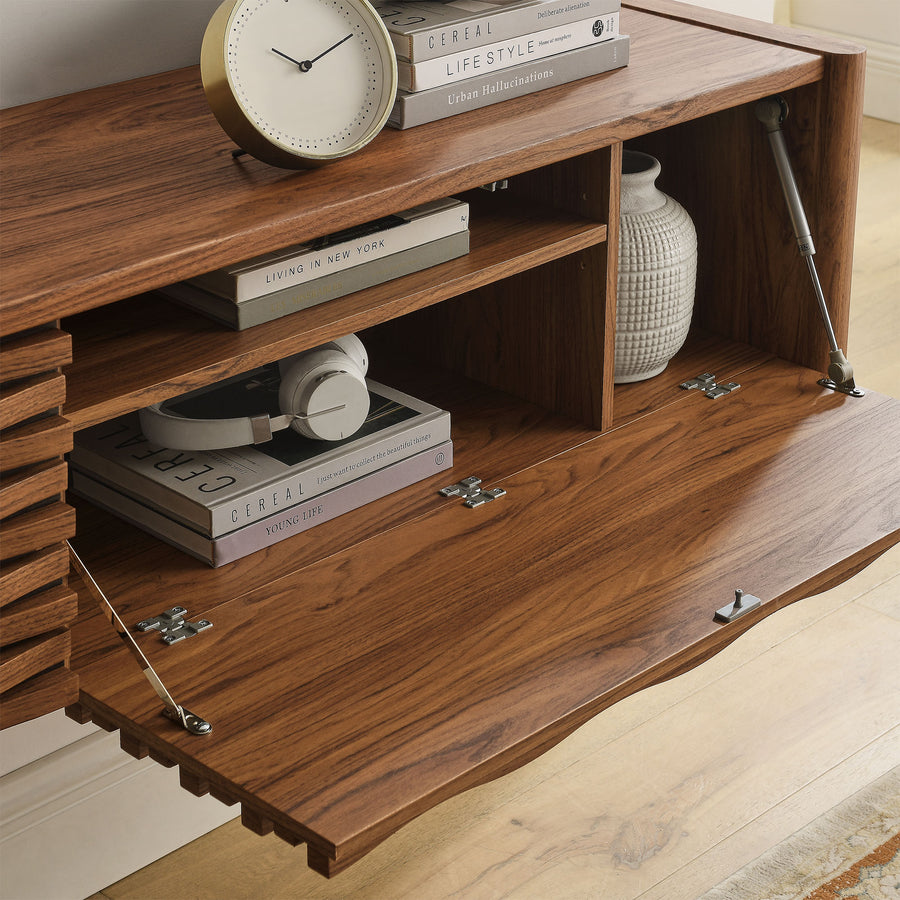 Sol Wave 71" Wall-Mounted TV Cabinet in Walnut