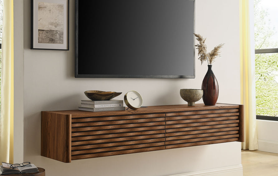 Sol Wave 71" Wall-Mounted TV Cabinet in Walnut