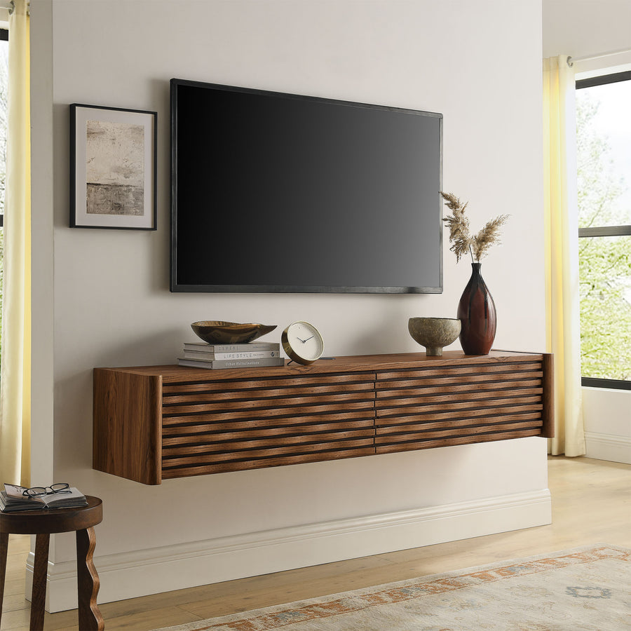 Sol Wave 71" Wall-Mounted TV Cabinet in Walnut