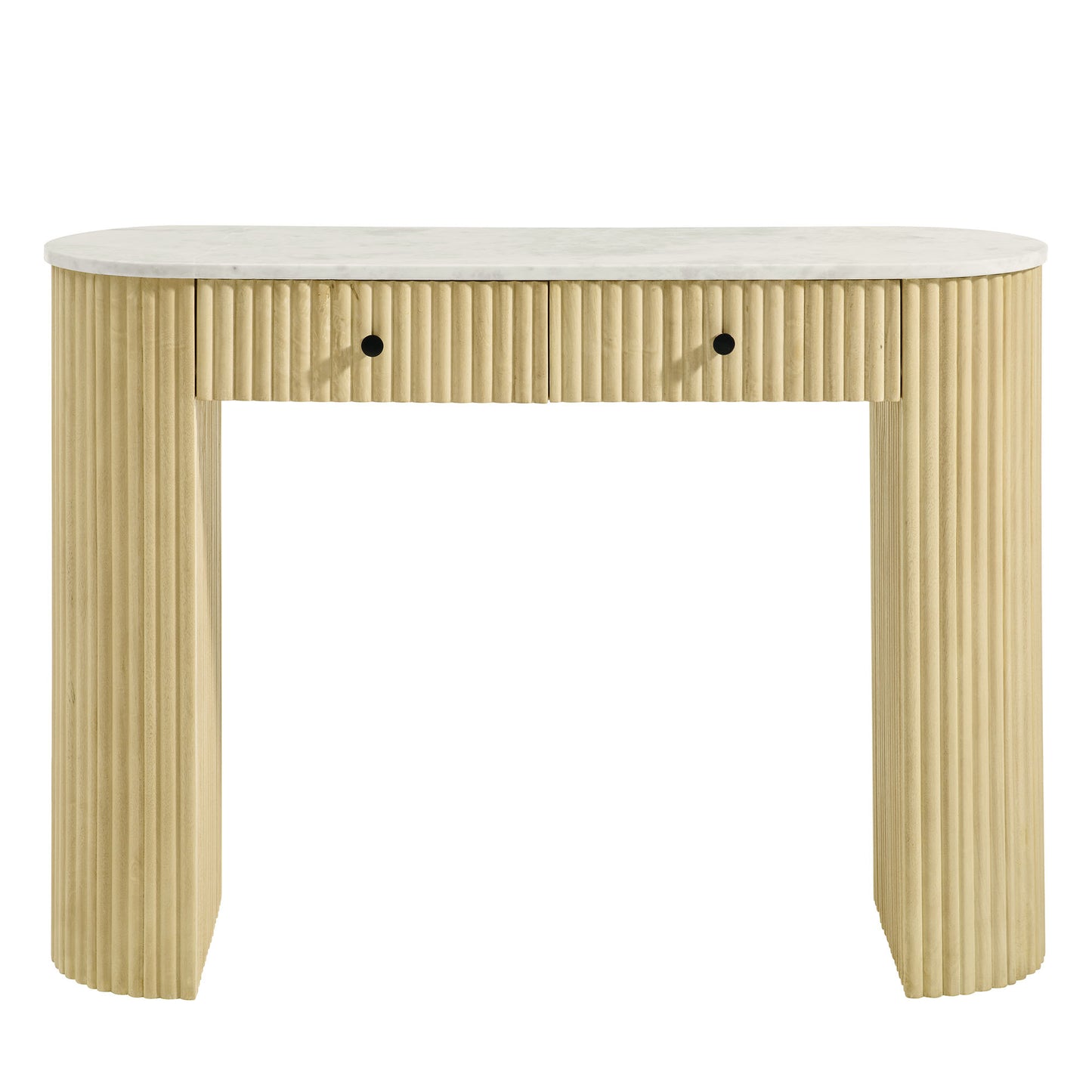 Caldera 42" Curved Solid Wood and Marble Console Table by Furniture For America