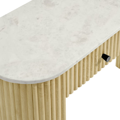Caldera 42" Curved Solid Wood and Marble Console Table by Furniture For America