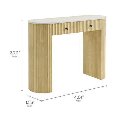 Caldera 42" Curved Solid Wood and Marble Console Table by Furniture For America