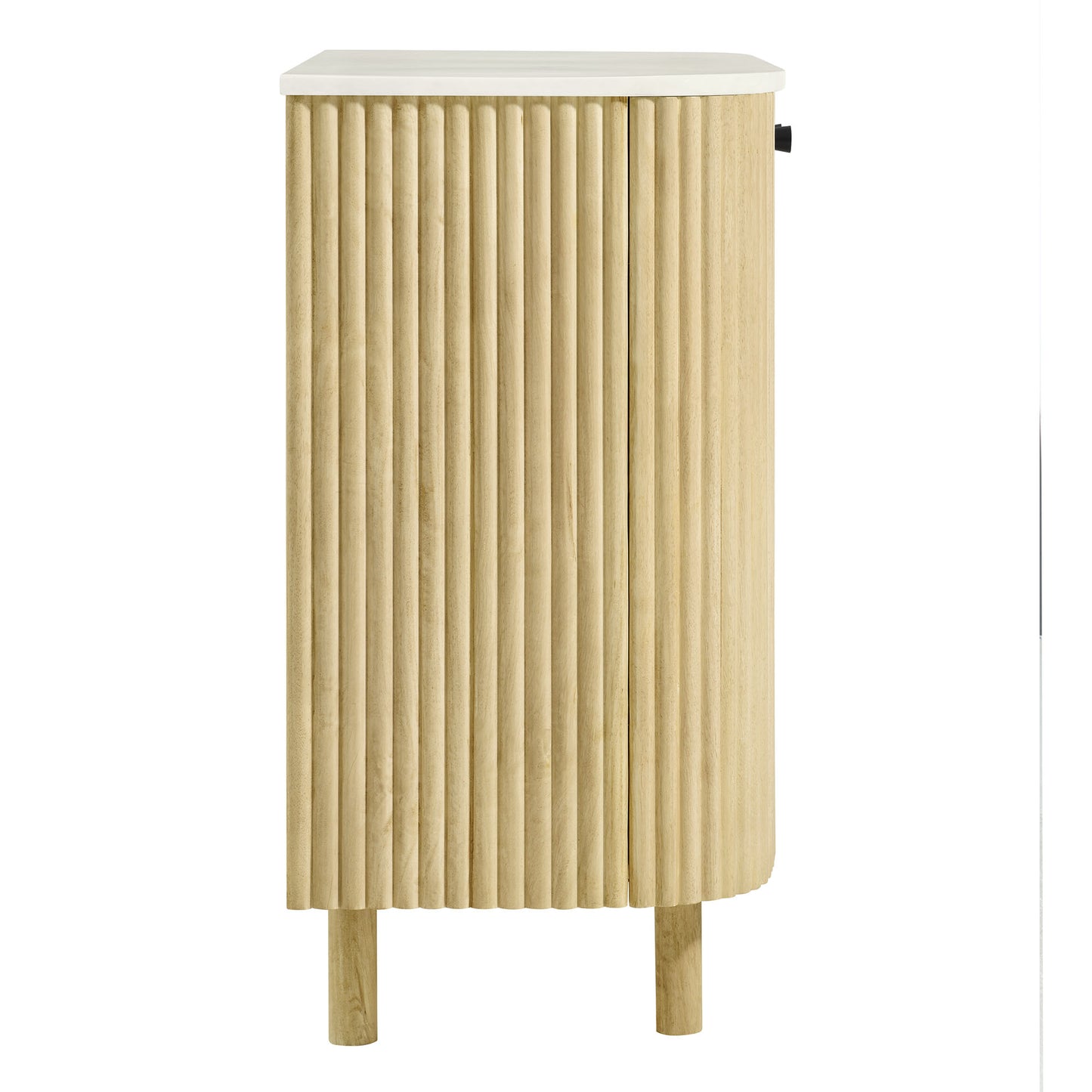 Caldera 33" Curved Solid Wood and Marble Accent Storage Cabinet by Furniture For America