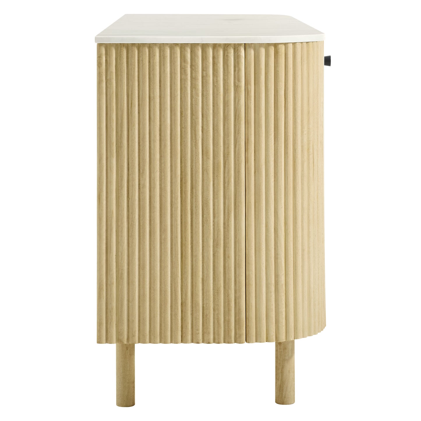 Caldera 60" Curved Solid Wood and Marble Sideboard Storage Cabinet by Furniture For America