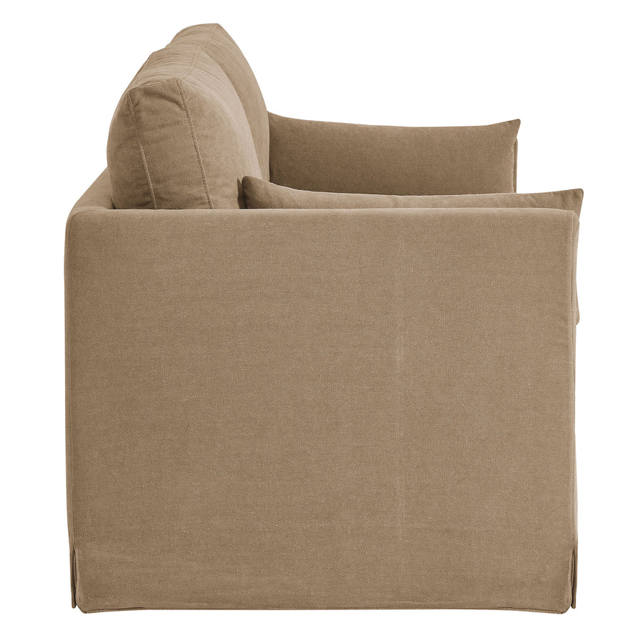 Boal Slipcovered Linen-Blend Loveseat in Almond