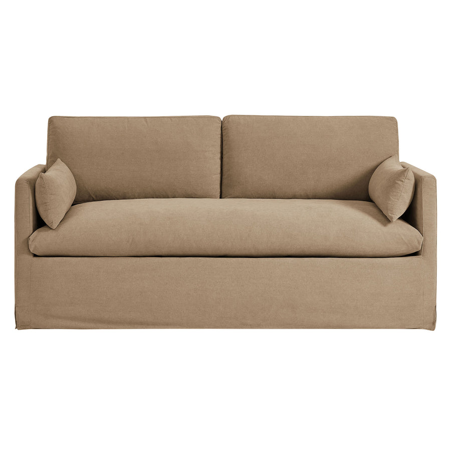 Boal Slipcovered Linen-Blend Loveseat in Almond
