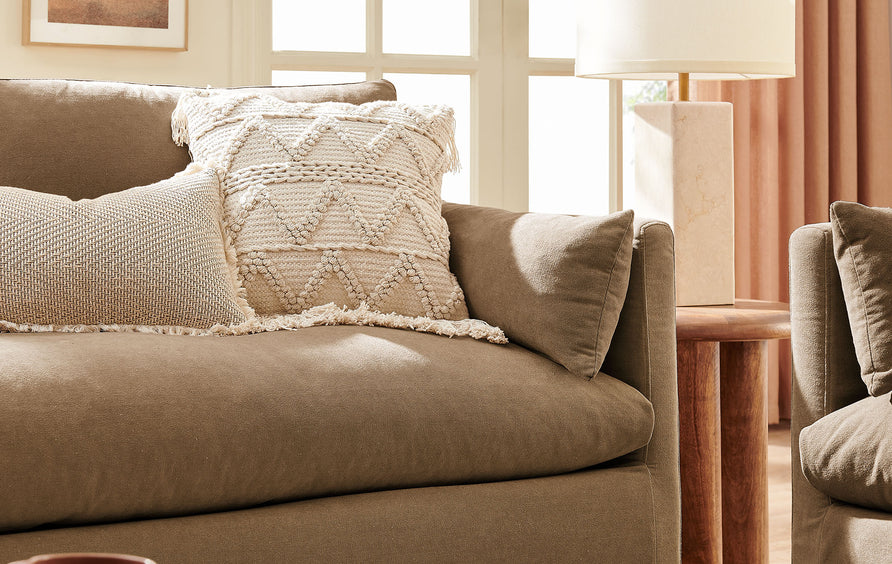 Boal Slipcovered Linen-Blend Loveseat in Almond