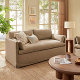 Boal Slipcovered Linen-Blend Loveseat in Almond