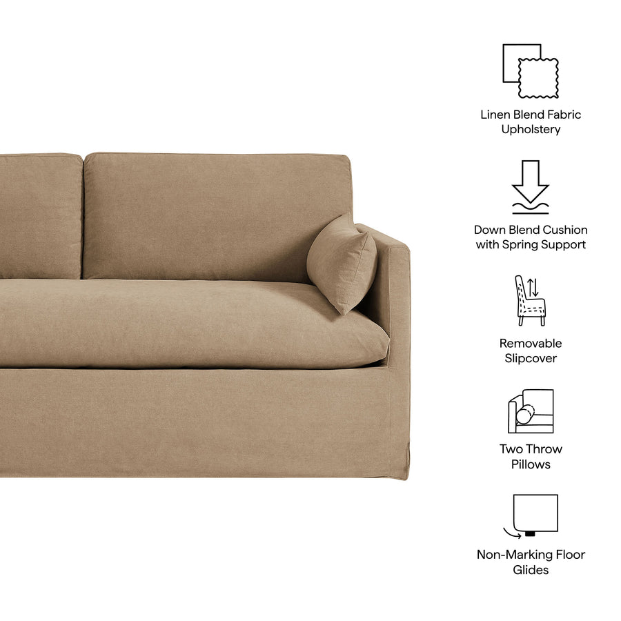 Boal Slipcovered Linen-Blend Loveseat in Almond