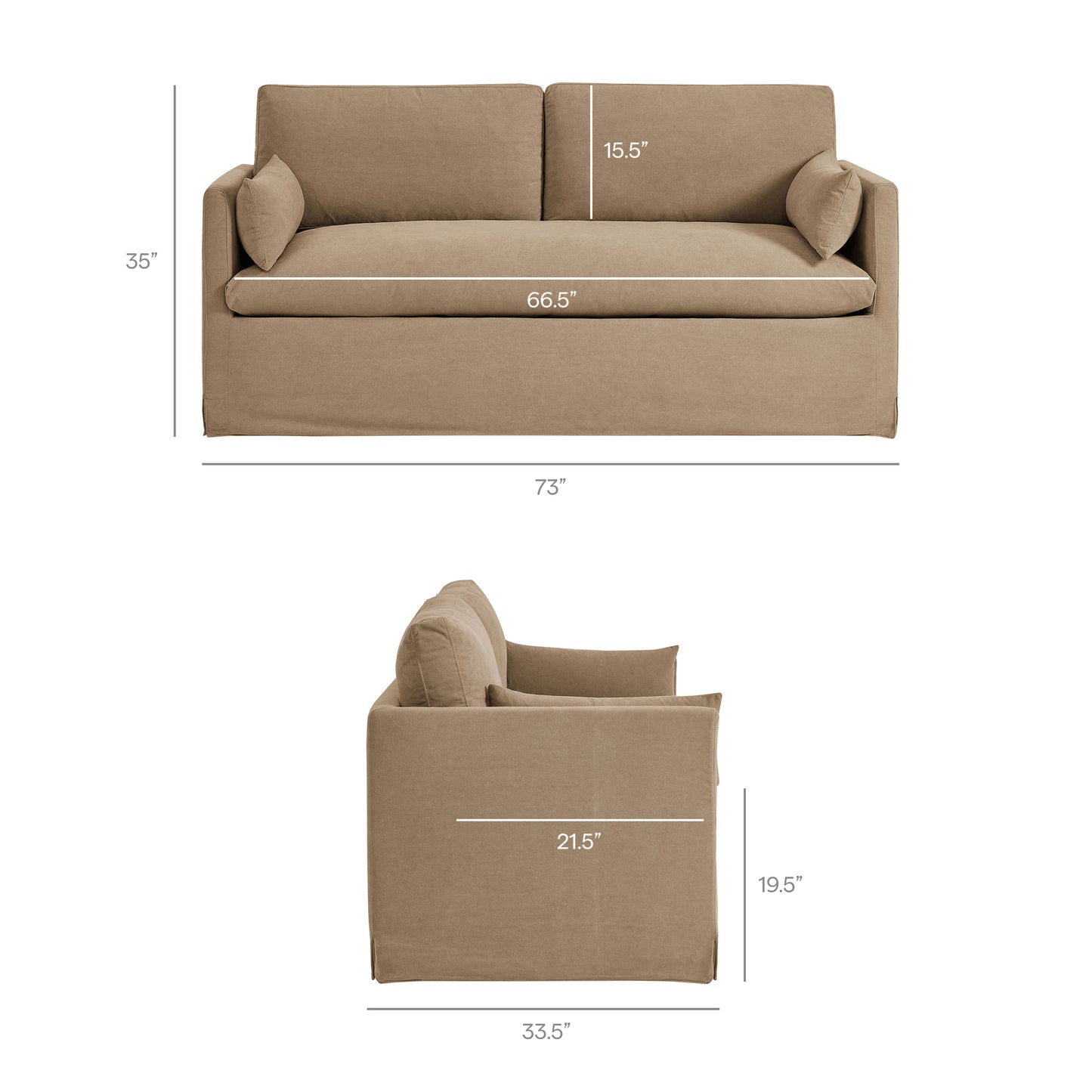 Boal Slipcovered Linen-Blend Loveseat in Almond