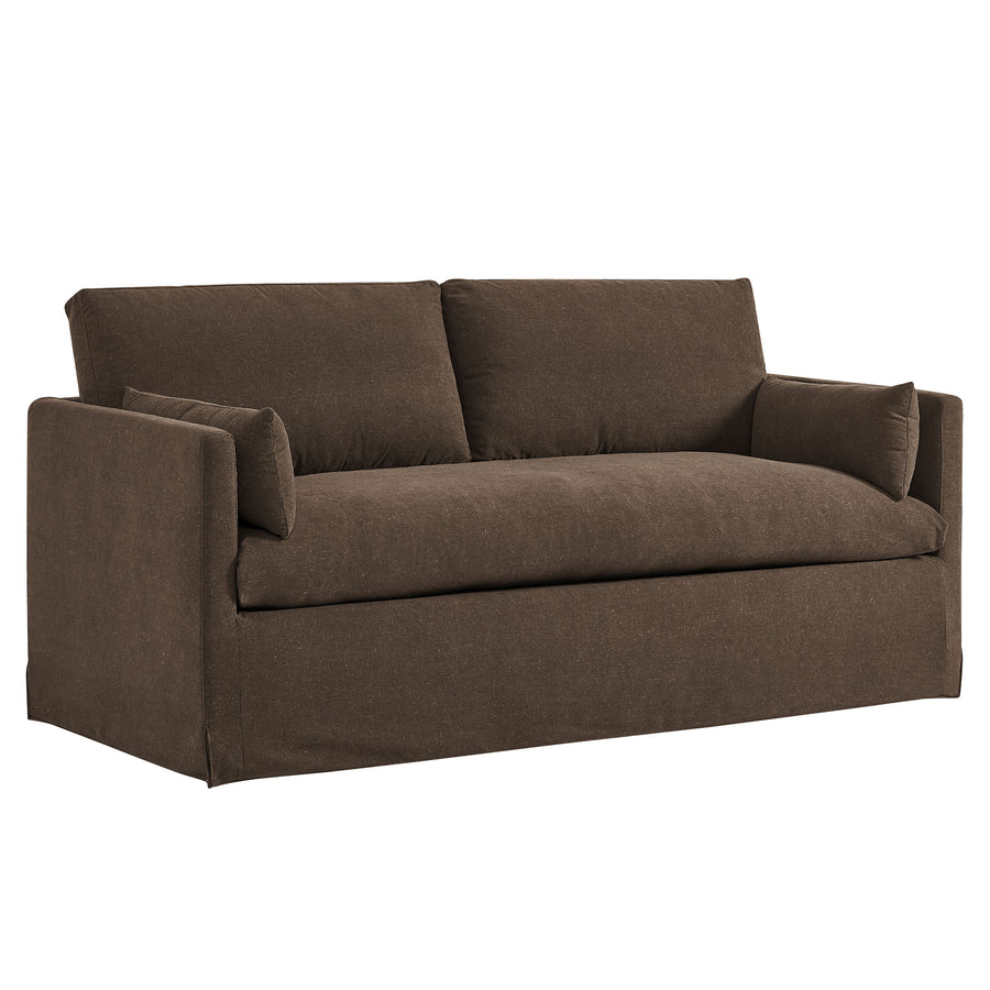 Boal Slipcovered Linen-Blend Loveseat in Cocoa