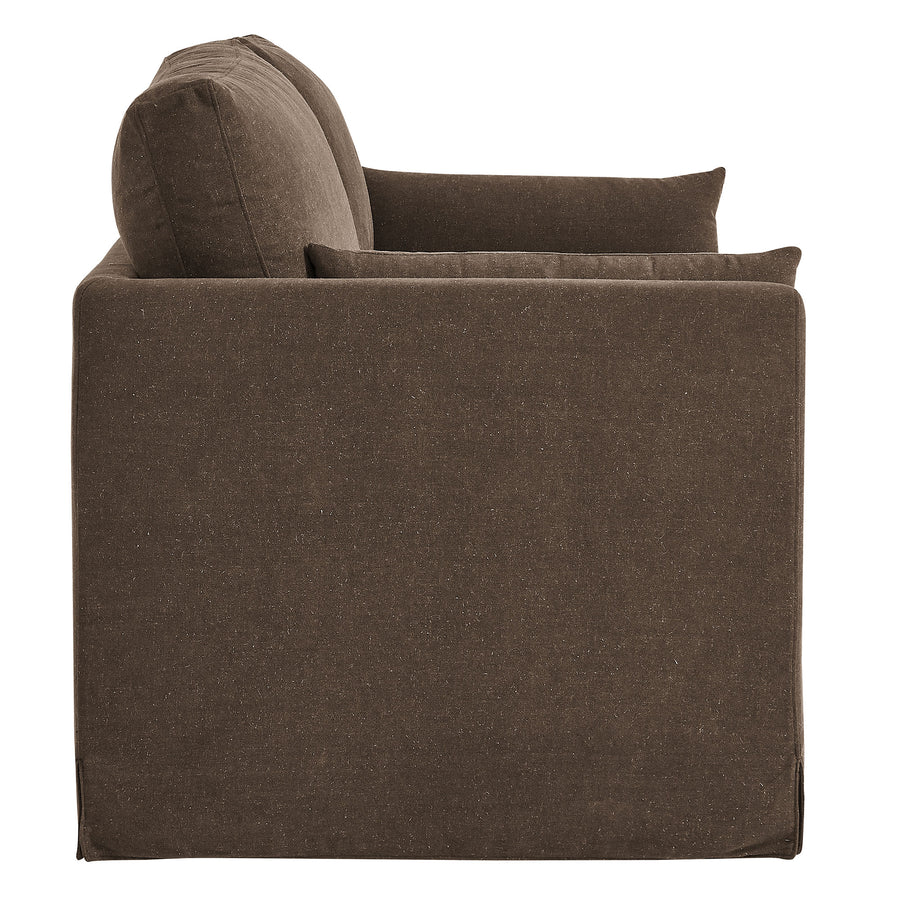 Boal Slipcovered Linen-Blend Loveseat in Cocoa