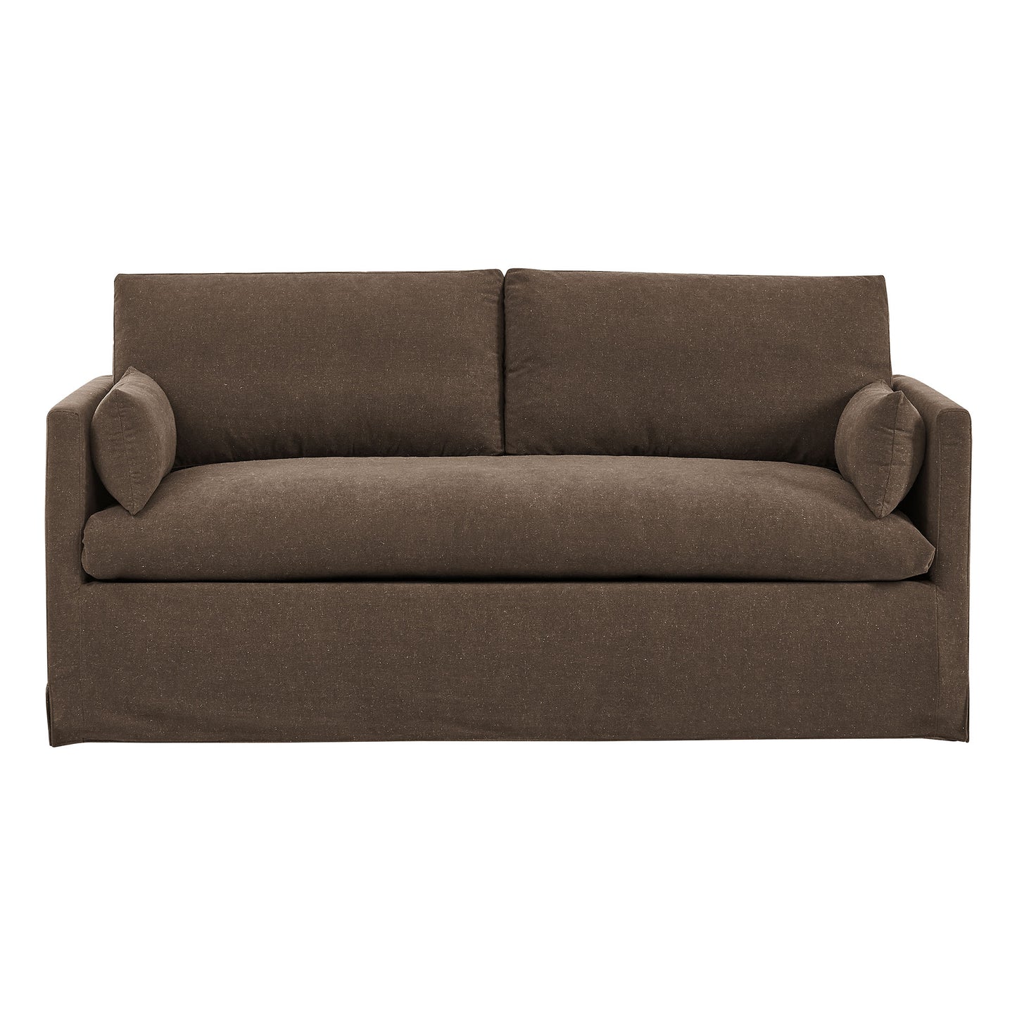 Boal Slipcovered Linen-Blend Loveseat in Cocoa