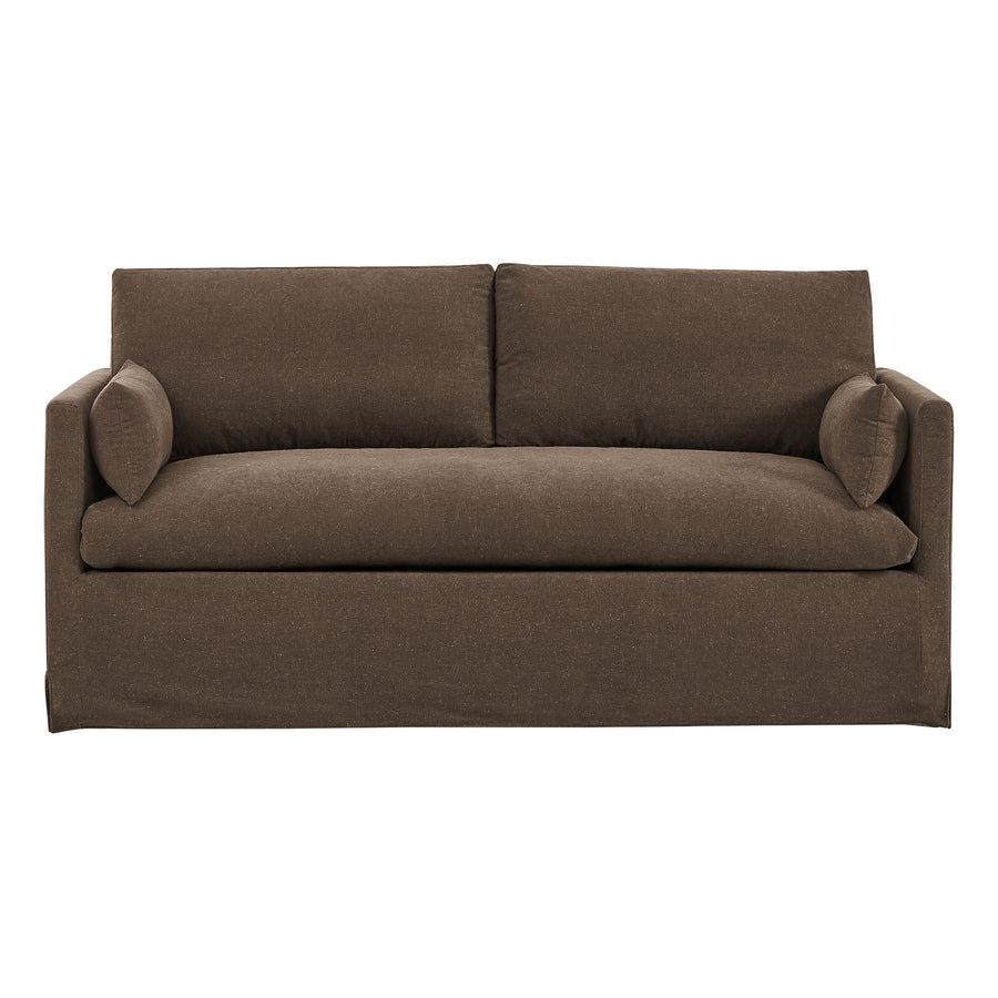 Boal Slipcovered Linen-Blend Loveseat in Cocoa