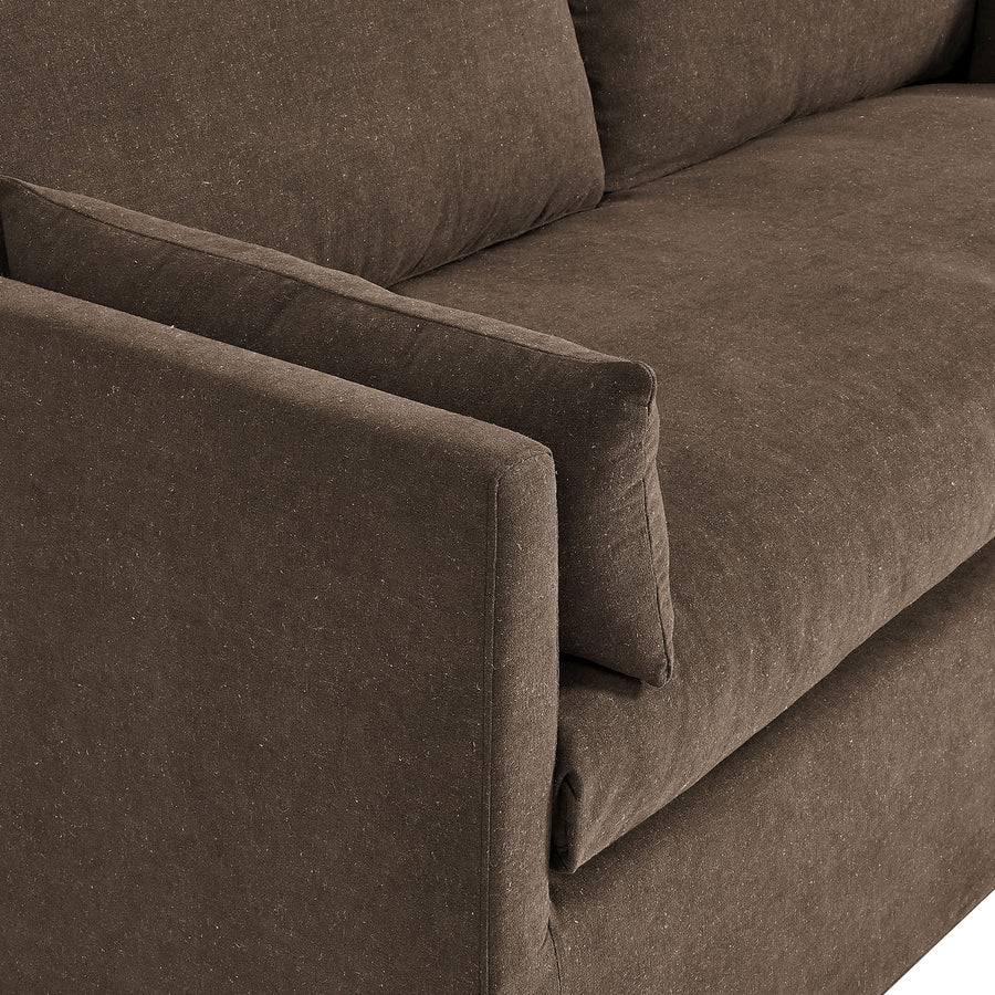 Boal Slipcovered Linen-Blend Loveseat in Cocoa
