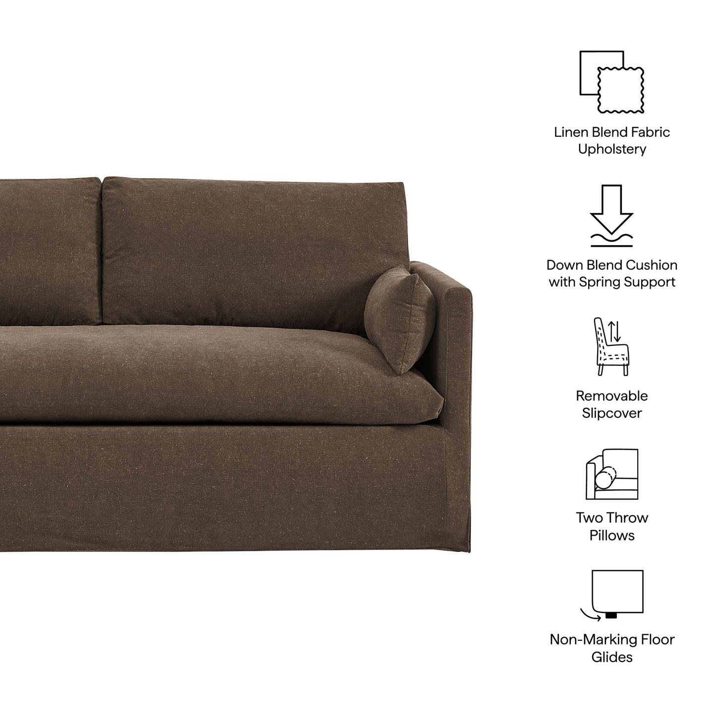 Boal Slipcovered Linen-Blend Loveseat in Cocoa