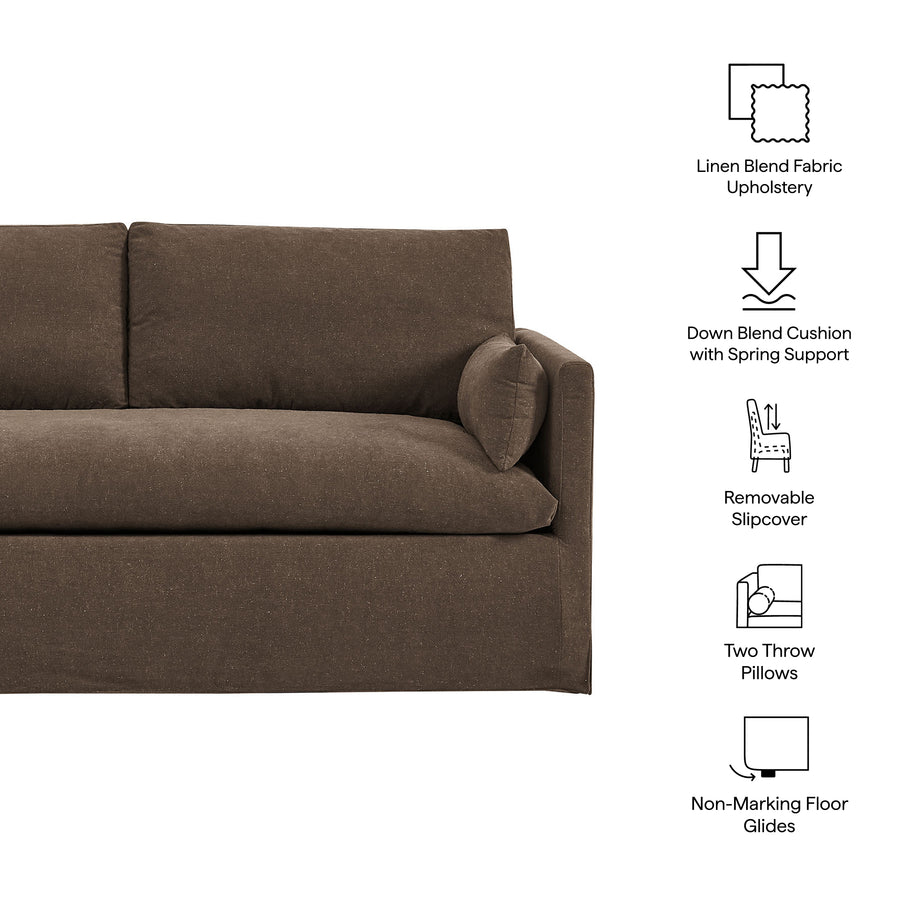 Boal Slipcovered Linen-Blend Loveseat in Cocoa