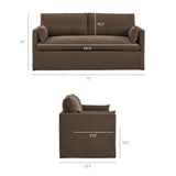 Boal Slipcovered Linen-Blend Loveseat in Cocoa