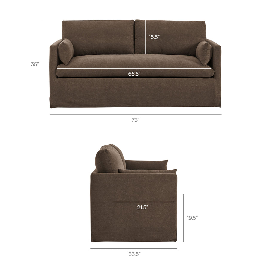 Boal Slipcovered Linen-Blend Loveseat in Cocoa