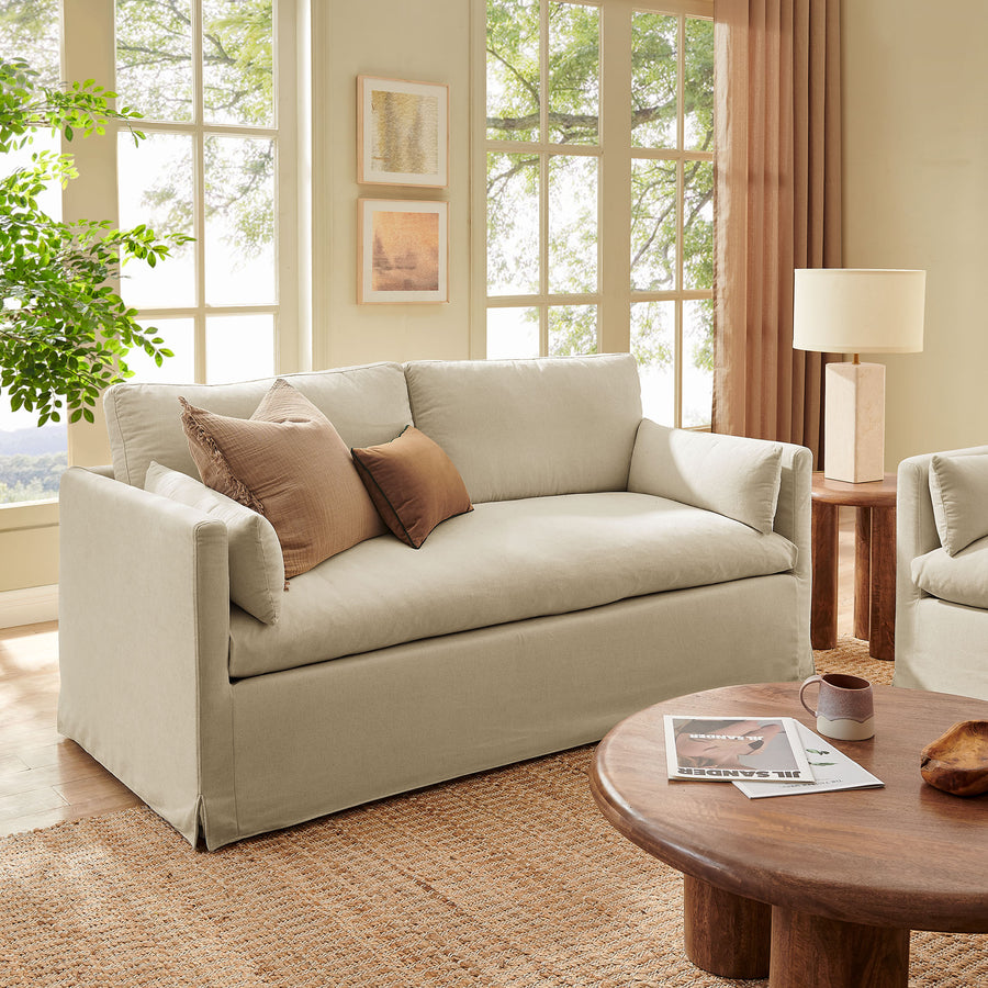 Boal Slipcovered Linen-Blend Loveseat in Linen