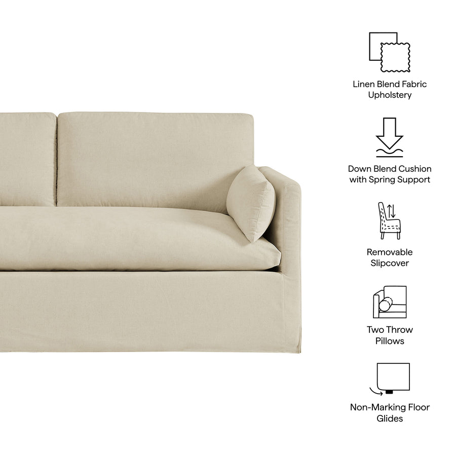 Boal Slipcovered Linen-Blend Loveseat in Linen